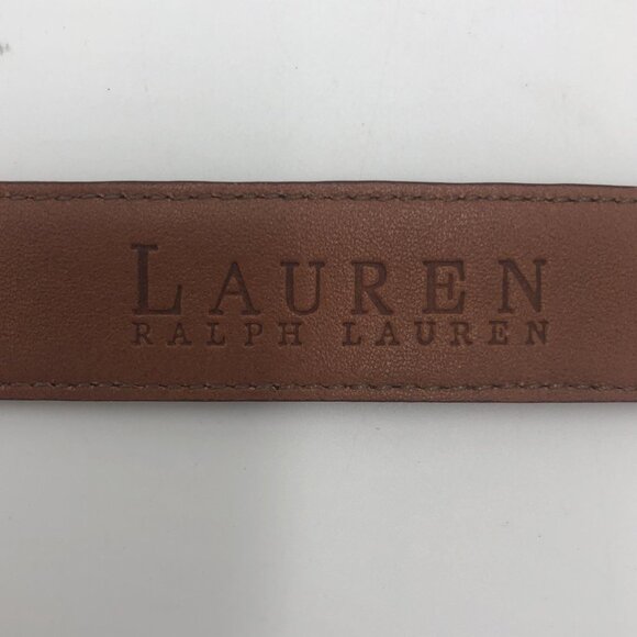 LAUREN Ralph Lauren Cognac Brown Croc-Embossed Leather Belt with Silver Buckle S - Picture 5 of 8